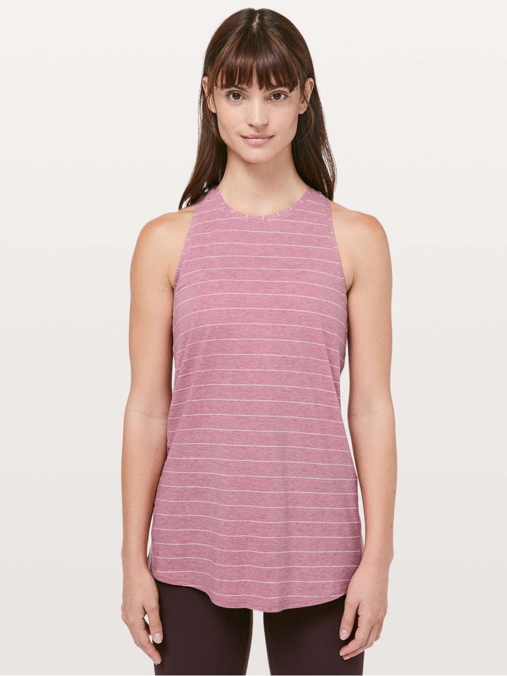 Lululemon All Tied Up Tank-
Short Serve Stripe Heathered Merlot White